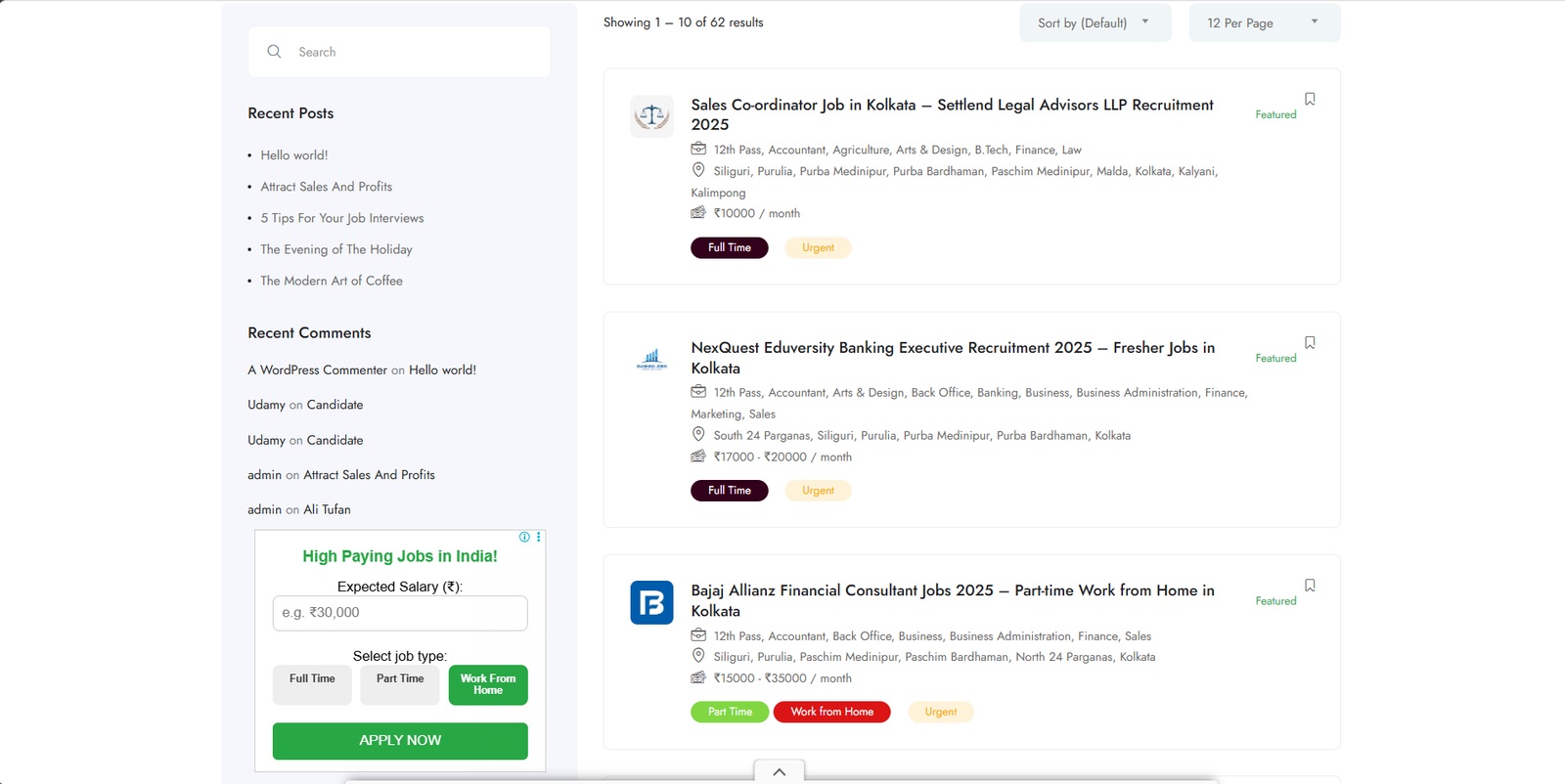 Job Search Website Development